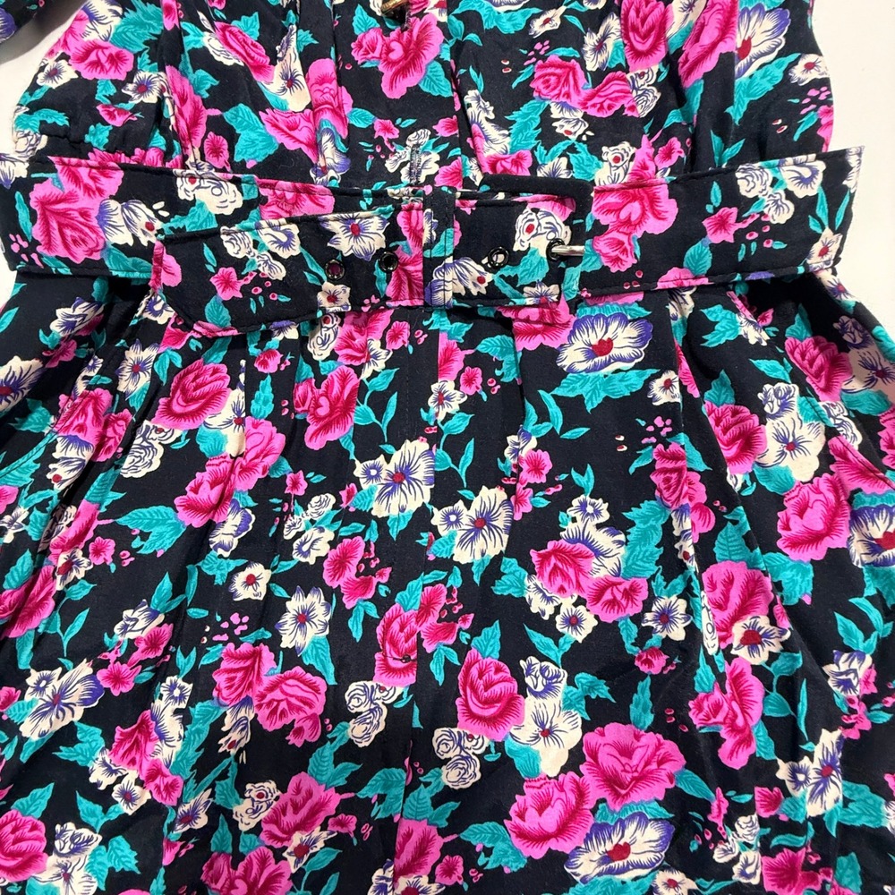 E.D. Michaels Floral Romper 9/10P Multicolor VTG 90s Cottagecore Shoulder Pads - Picture 9 of 15